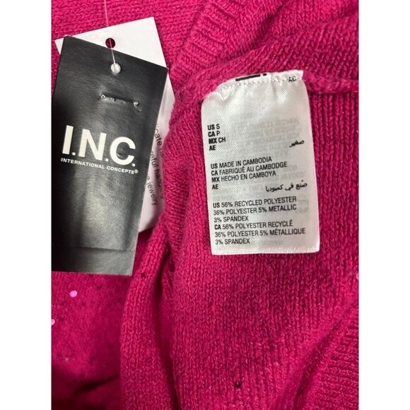 I.n.c. International Concepts Women's Sequin-Shine V-Neck Sweater Pink Small NWT - Picture 7 of 8